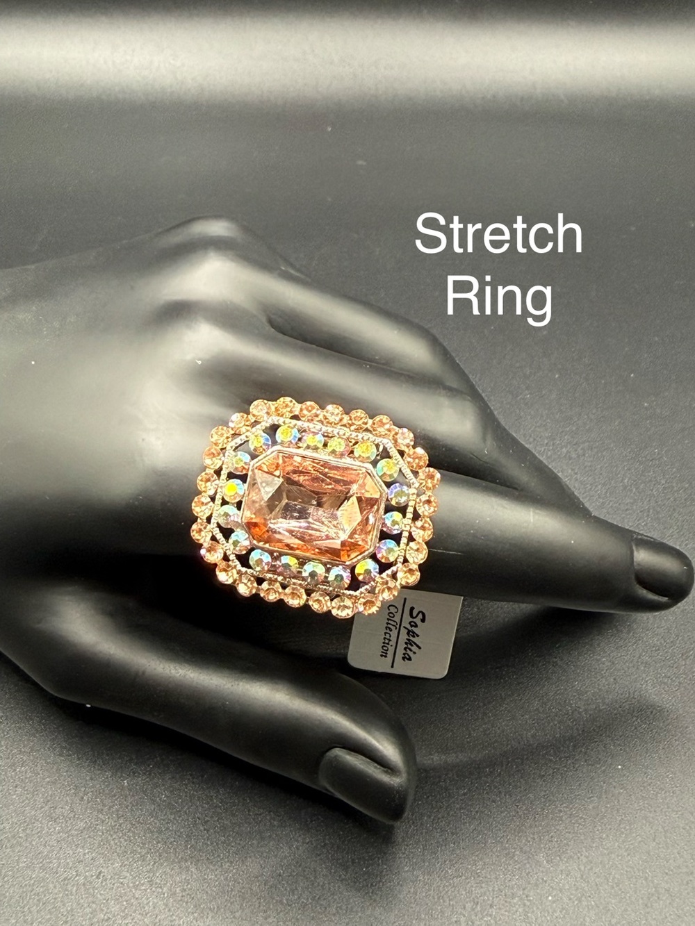 Gold-Tone Peach Stretch Cocktail Ring